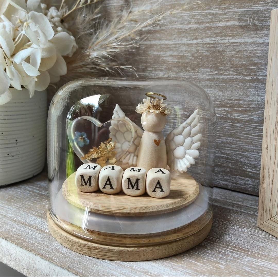 Golden Angel with floral crown Globe: Memorial Gift