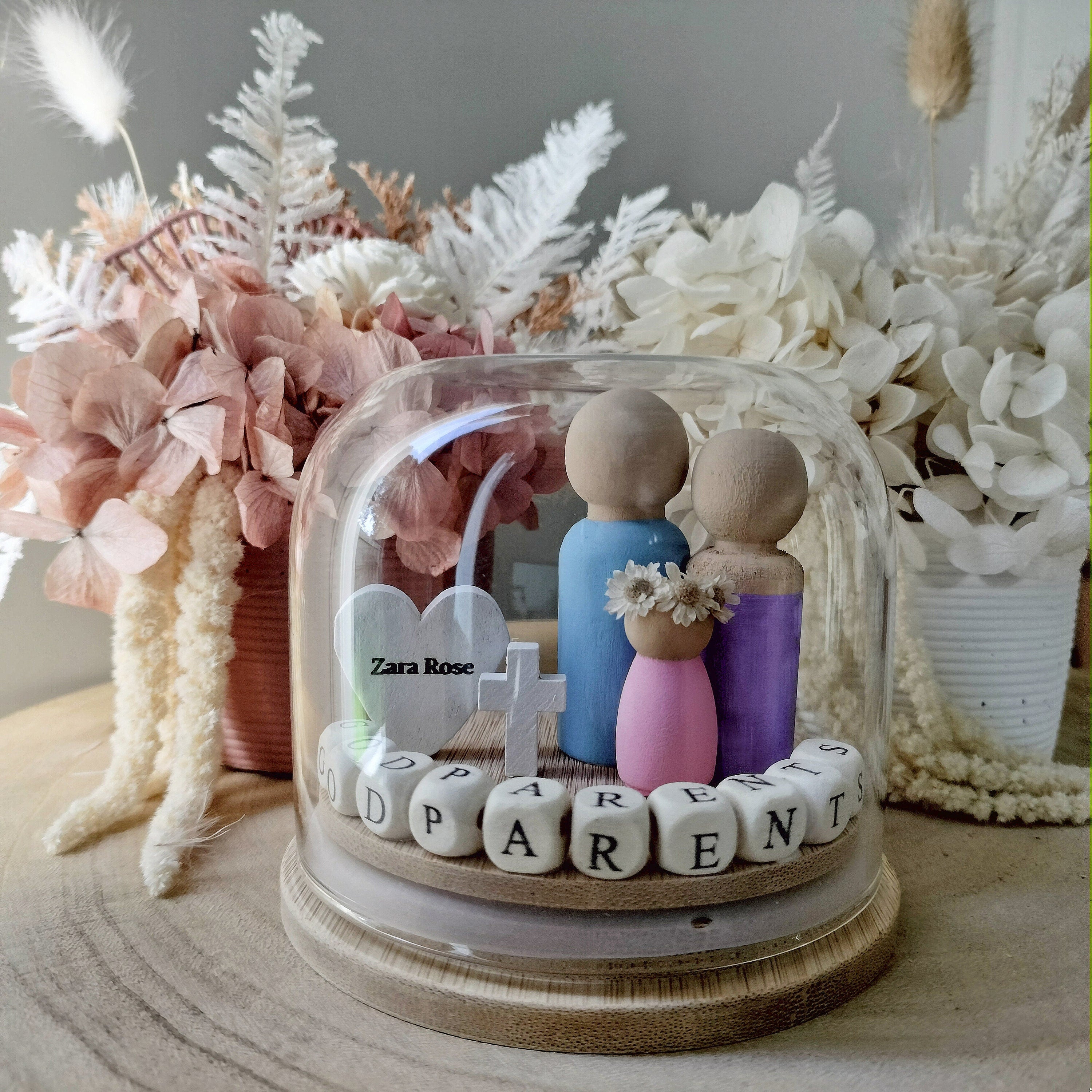 Personalized Godparent Floral Globe: Custom Family Keepsake