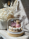 Angel Miniature Globe: Floral Resin Heart Keepsake, Custom Name