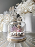 Angel Miniature Globe: Floral Resin Heart Keepsake, Custom Name