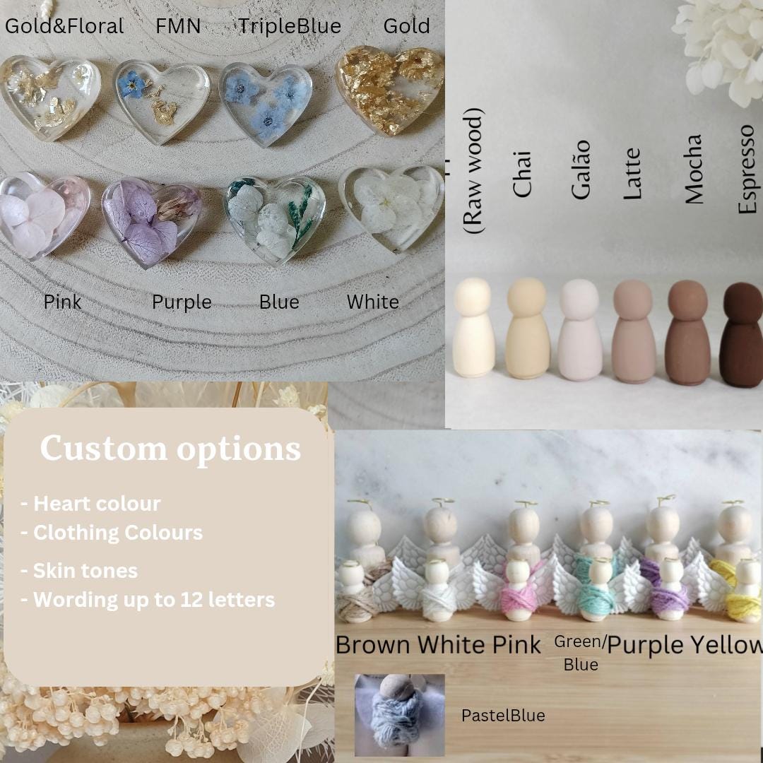 Angel Miniature Globe: Floral Resin Heart Keepsake, Custom Name