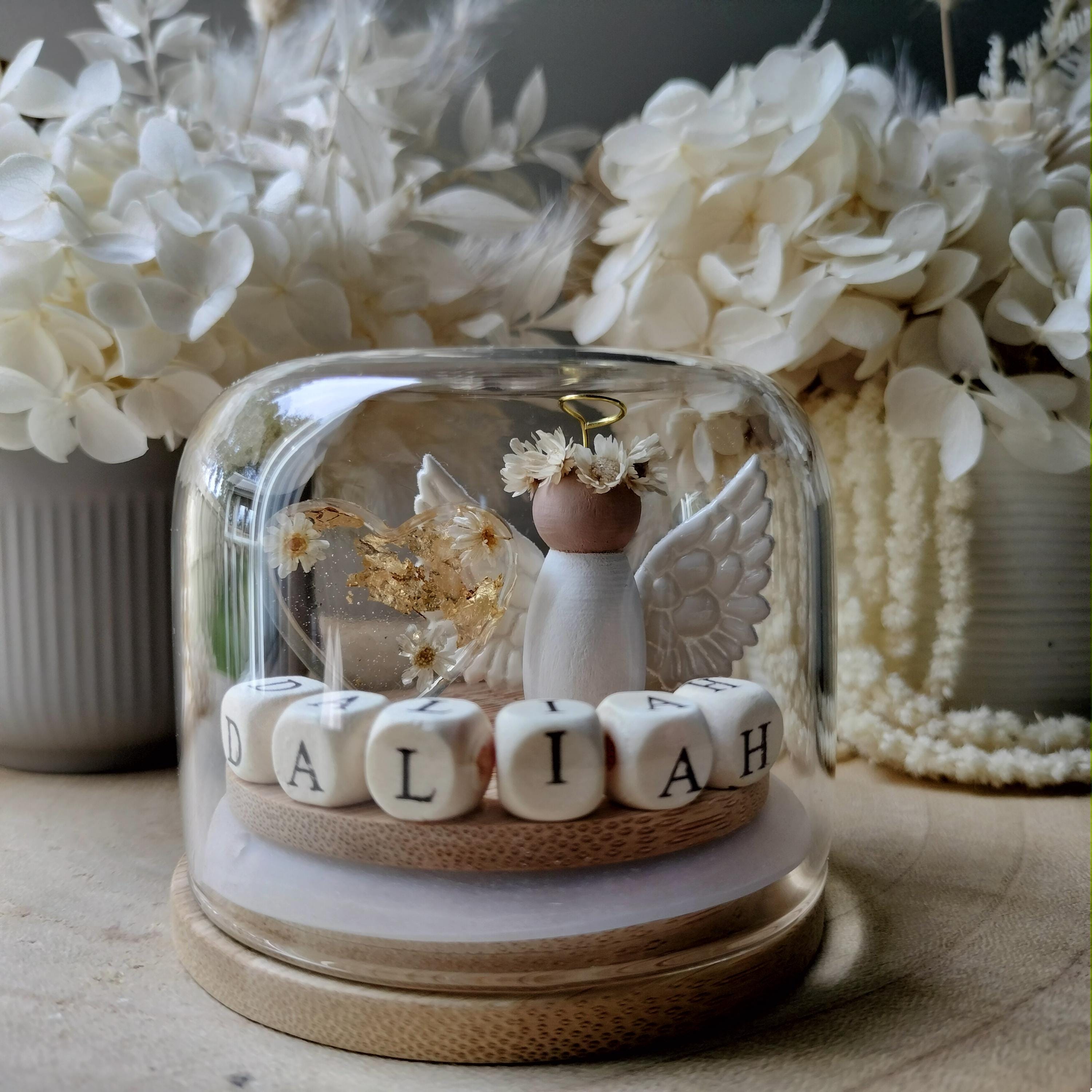 Floral Angel Miniature Globe: Custom Keepsake, Remembrance Gift