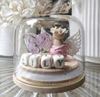 Angel Miniature Globe: Floral Resin Heart Keepsake, Custom Name