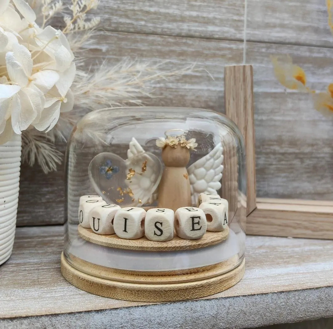 Golden Angel with floral crown Globe: Memorial Gift