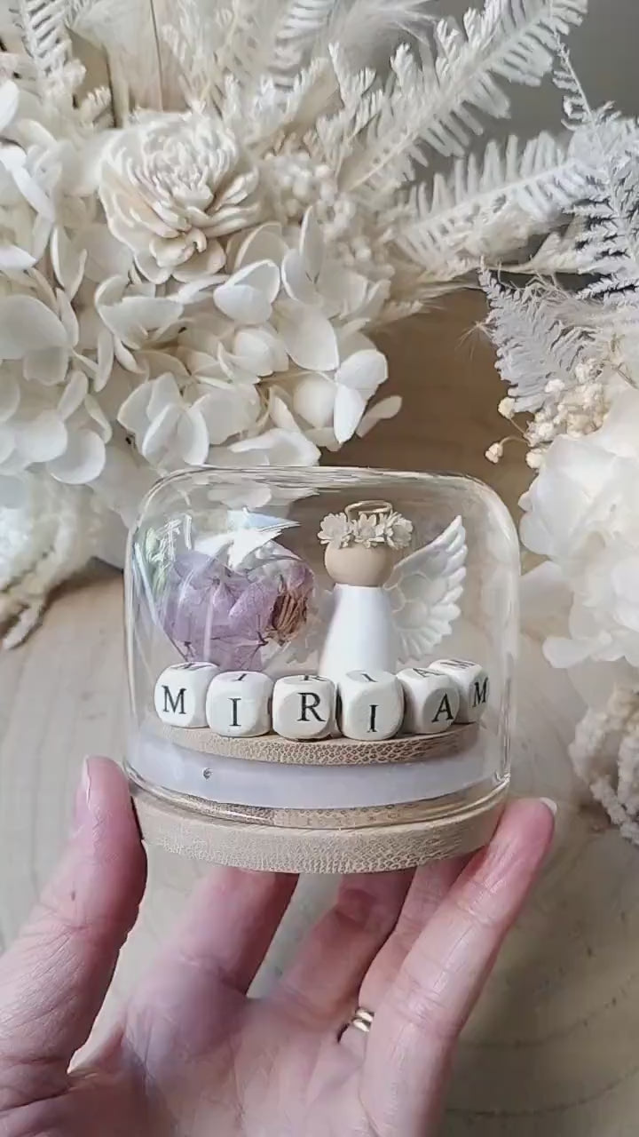 Floral Angel Miniature Globe: Custom Keepsake, Remembrance Gift